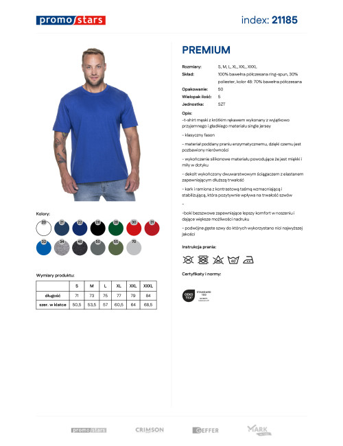 Promostars PREMIUM HERREN T-SHIRT COVERNON BRAUN Logodruck, Stickerei, Siebdruck