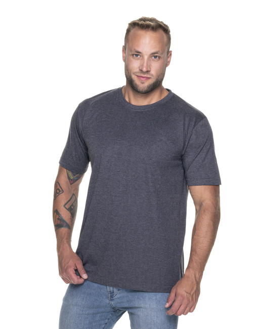 Promostars PREMIUM HERREN-T-SHIRT DUNKELGRAU MELANGE mit aufgesticktem Logo