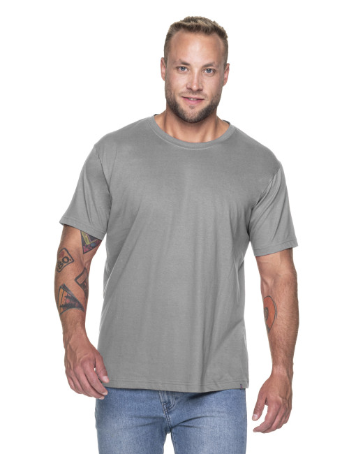 Promostars PREMIUM HERREN T-SHIRT HELLGRAU mit Siebdruck und Logo-Stickerei