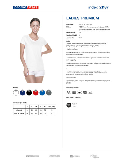 Koszulka damska Promostars Ladies' Premium biały - P&M