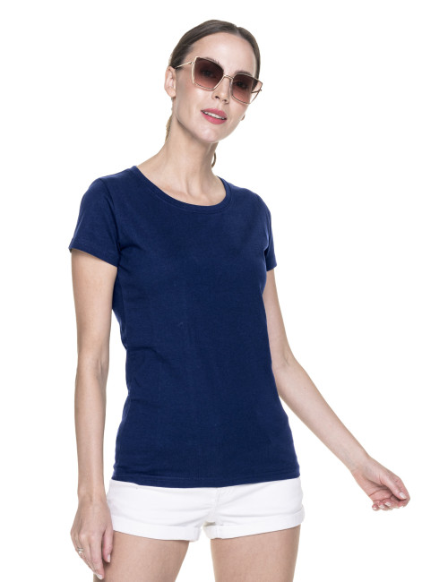 Promostars LADIES' PREMIUM KOSZULKA Damska GRANATOWY haft logo nadruk