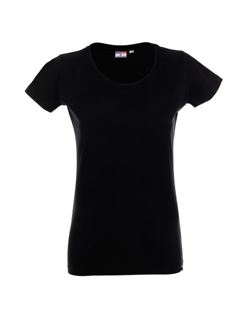Promostars LADIES` PREMIUM Damen T-SHIRT SCHWARZ mit Logodruck für Unternehmen