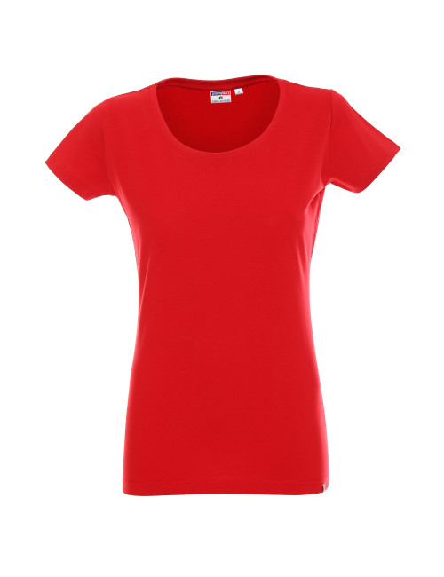 Promostars LADIES` PREMIUM T-SHIRT Women`s RED Embroidery logo silkscreen