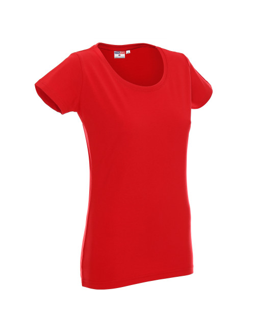 Promostars LADIES` PREMIUM T-SHIRT Women`s RED Embroidery logo silkscreen