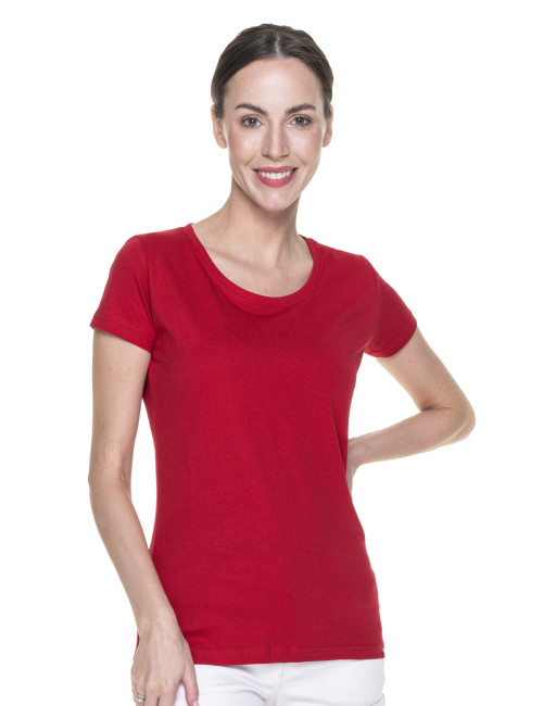 Promostars LADIES` PREMIUM Damen T-SHIRT ROT mit Logo-Stickerei und Siebdruck