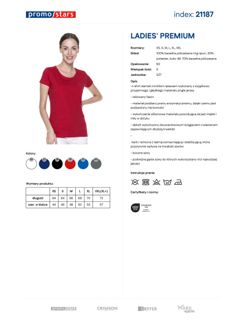 Promostars LADIES` PREMIUM Damen T-SHIRT ROT mit Logo-Stickerei und Siebdruck