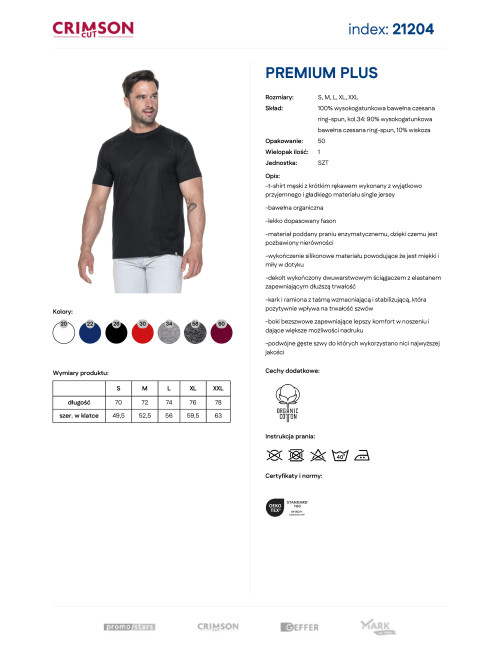 CRIMSON CUT PREMIUM PLUS HERREN-T-SHIRT SCHWARZ DTG-Druck-Sticklogo