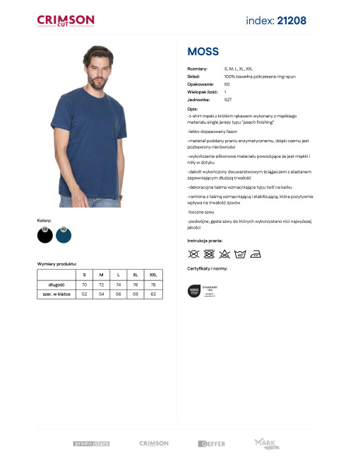 CRIMSON CUT MOSS Men`s T-SHIRT DARK BLUE DTG print logo embroidery