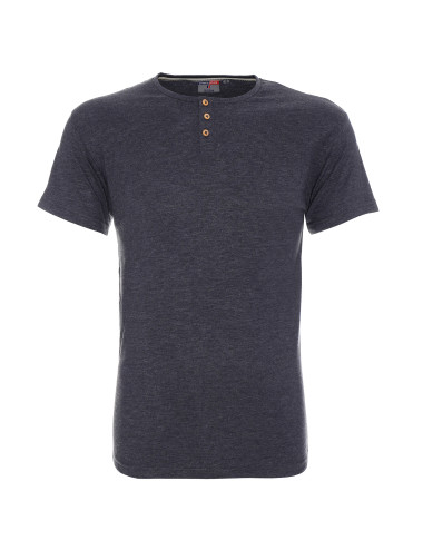 Promostars BUTTON HERRENBLUSE DUNKELGRAU MELANGE Stickerei Siebdruck