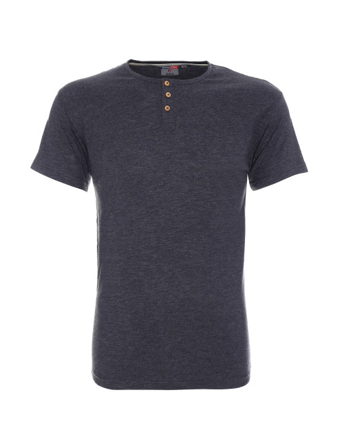 Promostars BUTTON HERRENBLUSE DUNKELGRAU MELANGE Stickerei Siebdruck