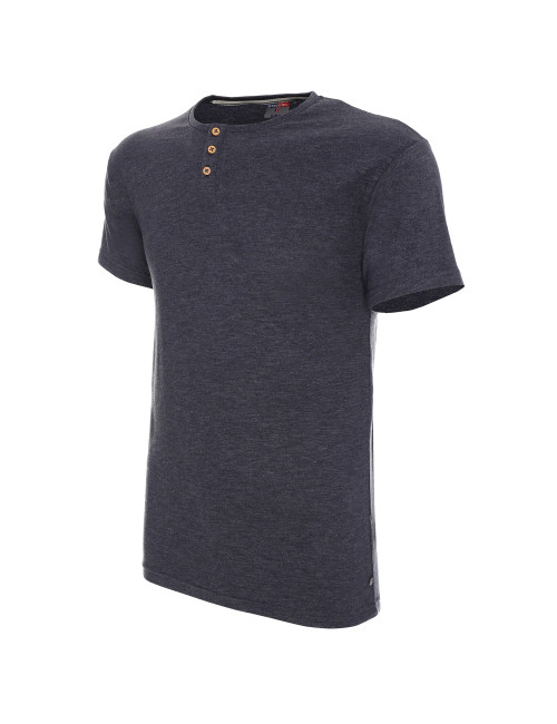 Promostars BUTTON HERRENBLUSE DUNKELGRAU MELANGE Stickerei Siebdruck