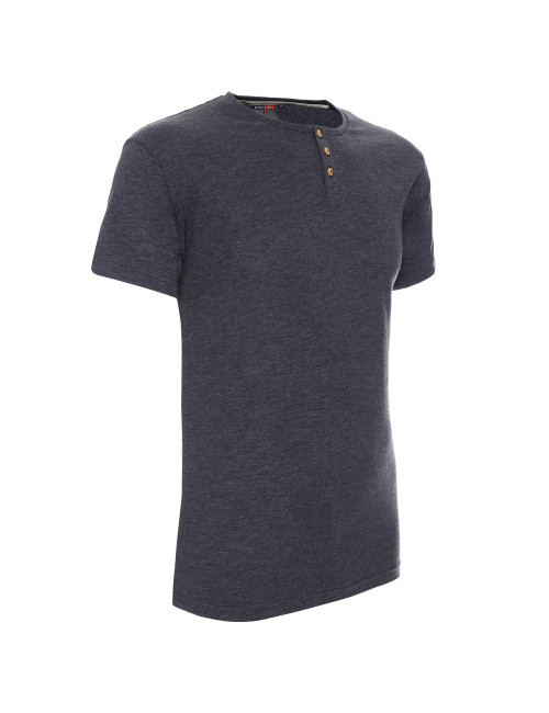 Promostars BUTTON HERRENBLUSE DUNKELGRAU MELANGE Stickerei Siebdruck