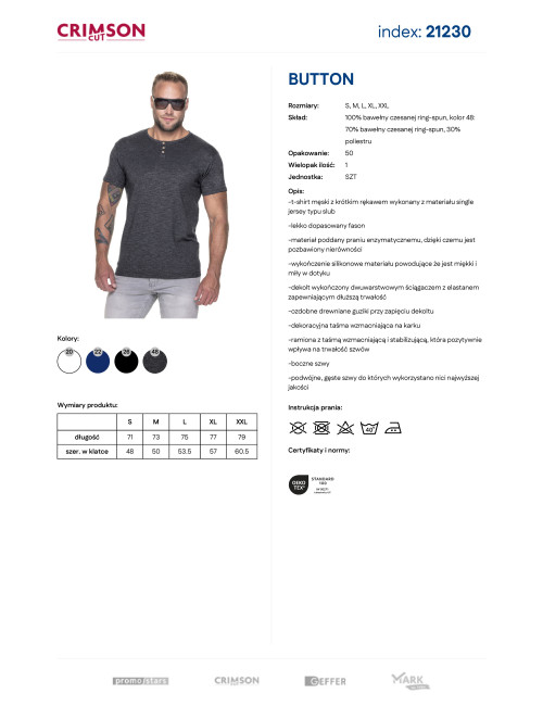 Promostars BUTTON HERRENBLUSE DUNKELGRAU MELANGE Stickerei Siebdruck