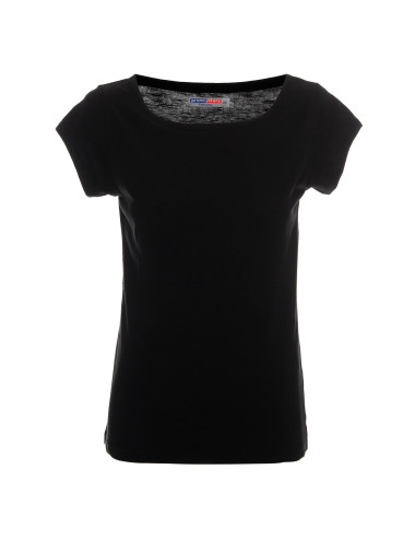 CRIMSON CUT FANTASY Damen T-SHIRT SCHWARZ Siebdruck-Firmenlogo-Stickerei