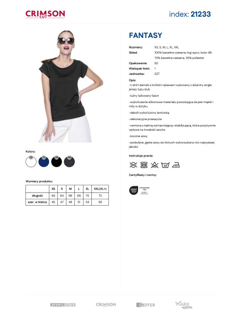 CRIMSON CUT FANTASY Damen T-SHIRT SCHWARZ Siebdruck-Firmenlogo-Stickerei