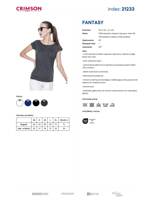 CRIMSON CUT FANTASY Damen T-SHIRT DUNKELGRAU MELANGE DTG-Stickerei