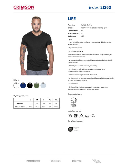 CRIMSON CUT LIFE Herren T-SHIRT SCHWARZ Stickerei DTF-Druck Siebdruck-Logo