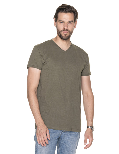 CRIMSON CUT LIFE HERREN-T-SHIRT KHAKI-Druck, Siebdruck, Logo-Transfer