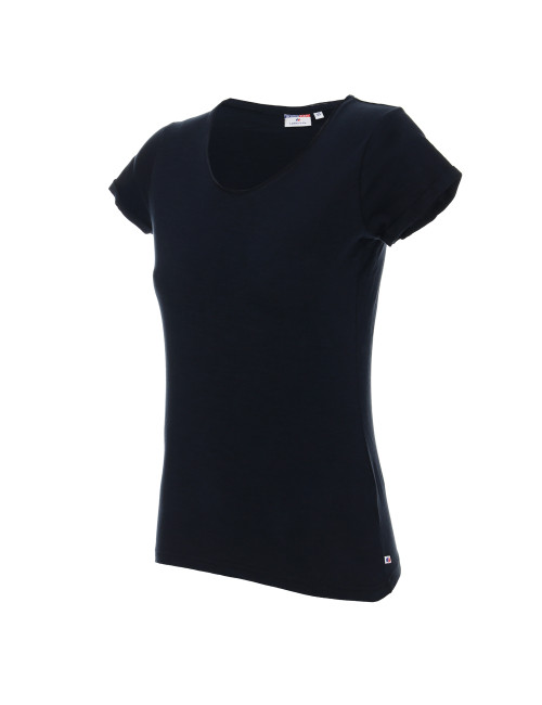 CRIMSON CUT LADIES` LIFE Damen-T-Shirt, marineblauer Aufdruck, Logo-Stickerei