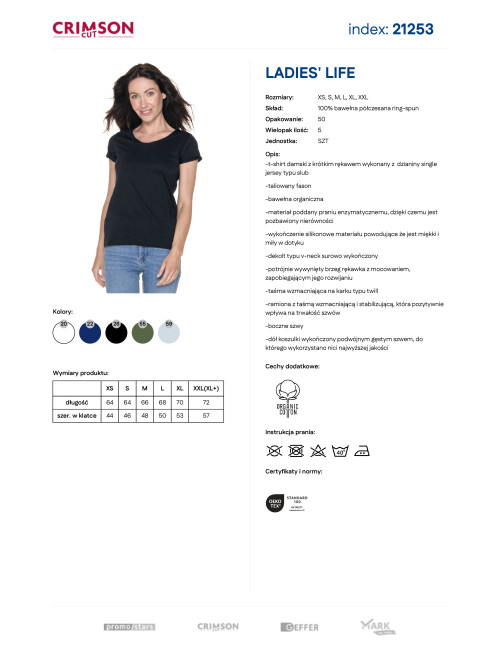 CRIMSON CUT LADIES` LIFE Damen-T-Shirt, schwarzer Logodruck, Siebdruck