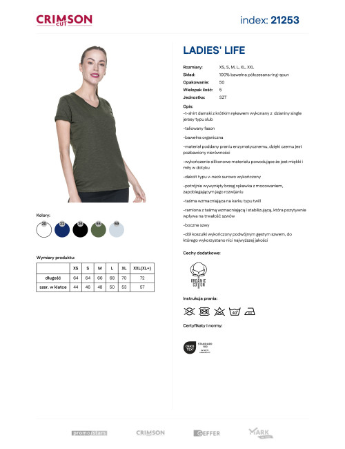 CRIMSON CUT LADIES` LIFE Damen T-Shirt DAMEN KHAKI DTG-Stickerei