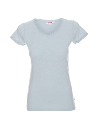 CRIMSON CUT LADIES` LIFE Damen T-Shirt GRAU BLAU mit Aufdruck und Stickerei