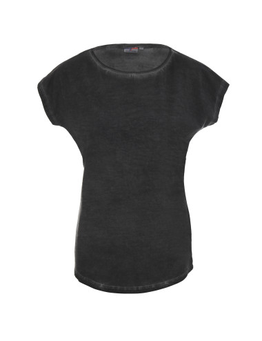 CRIMSON CUT SMOKY LADY Damen-T-Shirt in Grau mit DTG-Stickerei und Firmenlogos