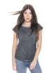 CRIMSON CUT SMOKY LADY Damen-T-Shirt in Grau mit DTG-Stickerei und Firmenlogos