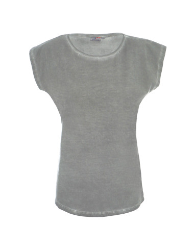 CRIMSON CUT SMOKY LADY T-SHIRT Women`s LIGHT GRAY embroidery silkscreen logo