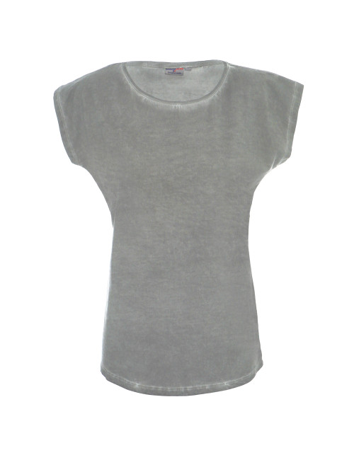 CRIMSON CUT SMOKY LADY T-SHIRT Women`s LIGHT GRAY embroidery silkscreen logo