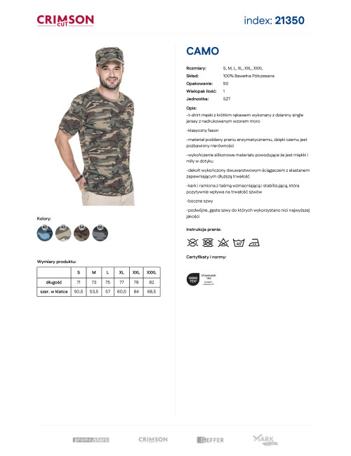 Promostars CAMO Men`s T-SHIRT DARK CAMO printed embroidery logo screen printing