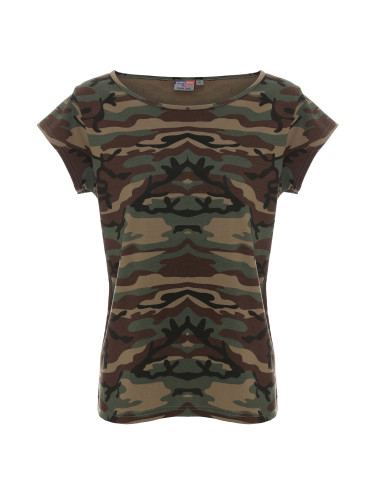 CRIMSON CUT LADY KOSZULKA Damska CAMO CIEMNE MORO nadruk DTG haft logo