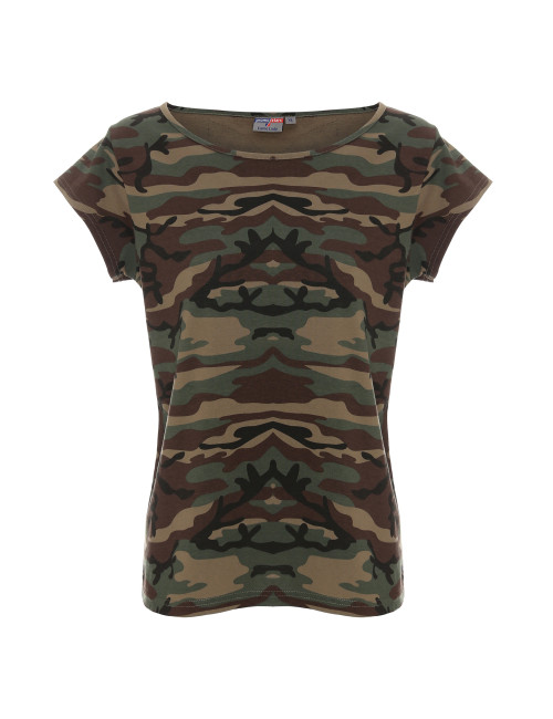 CRIMSON CUT LADY KOSZULKA Damska CAMO CIEMNE MORO nadruk DTG haft logo