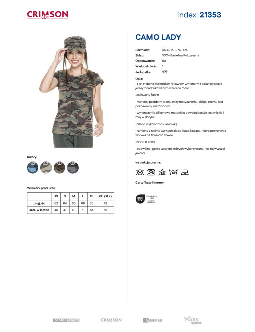 CRIMSON CUT LADY Damen-T-Shirt, CAMO DARK CAMO, DTG-Druck, Logo-Stickerei