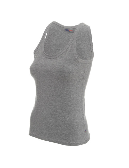 Promostars VIOLET Women`s T-SHIRT LIGHT GRAY MELANGE printed logo embroidery