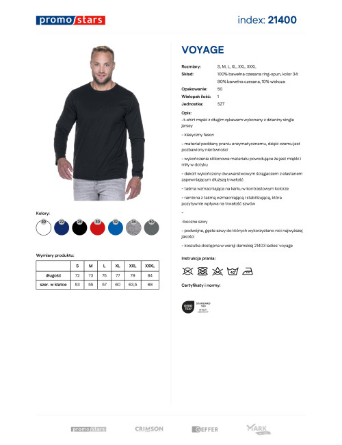 Promostars VOYAGE Herren T-SHIRT SCHWARZ Aufdruck Stickerei Siebdruck DTG Logo