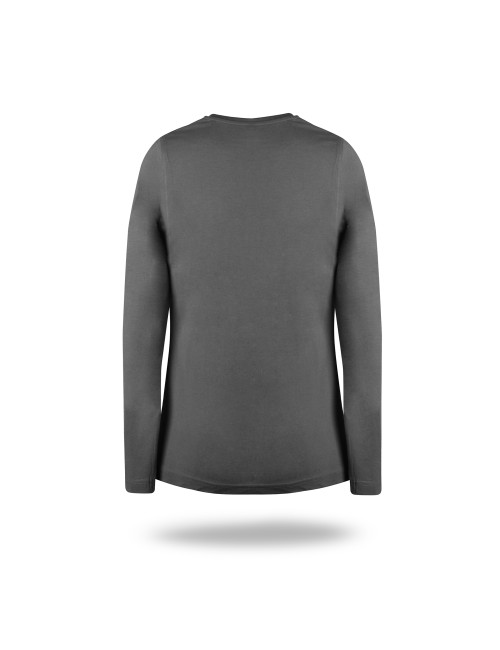 Promostars LADIES` VOYAGE Damen-T-Shirt GRAU, Logo-Stickerei, DTG-Druck