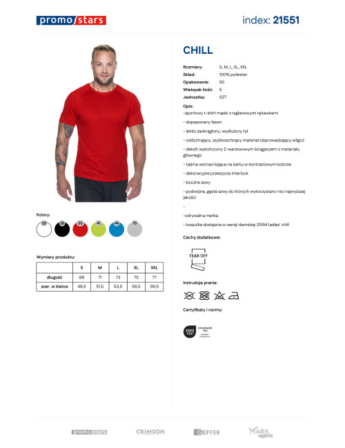 Promostars CHILL Herren-T-Shirt rot, Stickerei, Siebdruck, DTF-Logo-Aufdruck