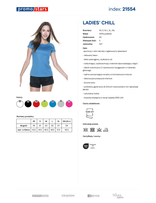 Promostars LADIES` CHILL DAMEN-T-SHIRT, BLAU, Stickerei, Logodruck