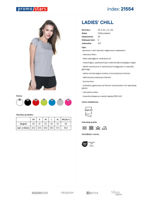 Promostars LADIES` CHILL DAMEN-T-SHIRT, HELLGRAU, Logodruck und Stickerei