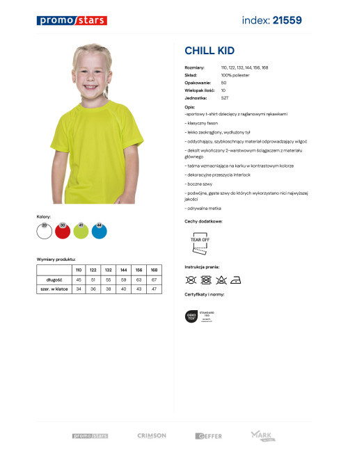 Promostars Children`s T-SHIRT CHILL KID 100% polyester LIME print