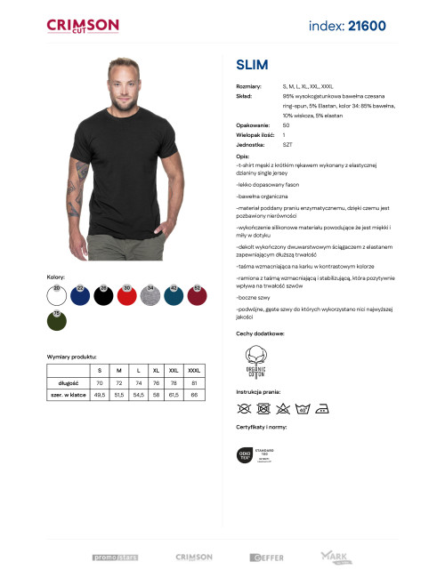 CRIMSON CUT SLIM Herren T-SHIRT SCHWARZ Logodruck, Siebdruck, Stickerei