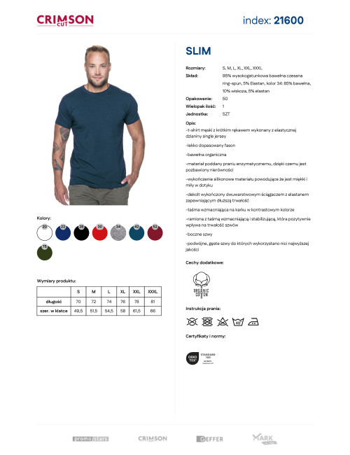 CRIMSON CUT SLIM HERREN T-SHIRT DUNKELBLAU mit Aufdruck, Stickerei und Siebdruck