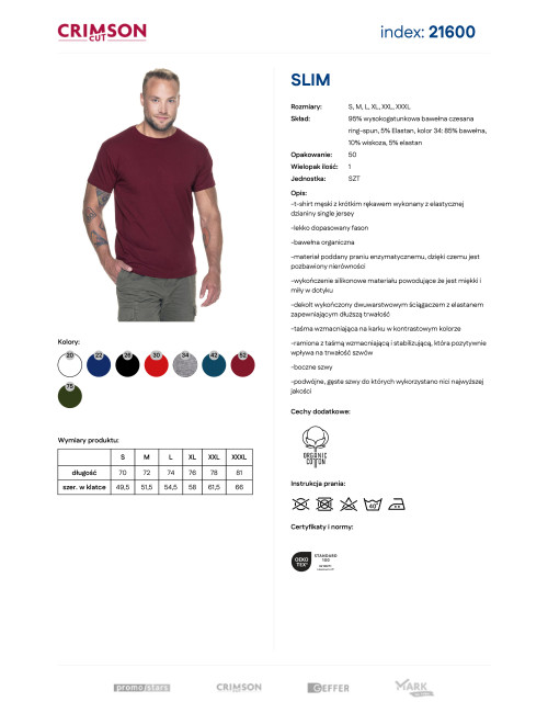 CRIMSON CUT SLIM HERREN-T-SHIRT, CHESTNONE-Stickerei, Siebdruck, Logo-Druck