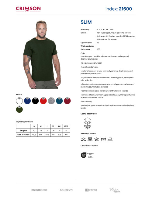 CRIMSON CUT SLIM HERREN-T-SHIRT WALDGRÜN, bedruckt mit Transferstickerei