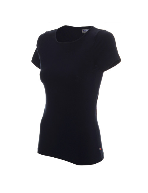 CRIMSON CUT LADIES` SLIM Damen-T-SHIRT MARINEBLAU Siebdruck-Sticklogo