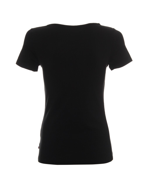 CRIMSON CUT LADIES` SLIM Damen-T-Shirt SCHWARZ, Siebdruck mit Logodruck