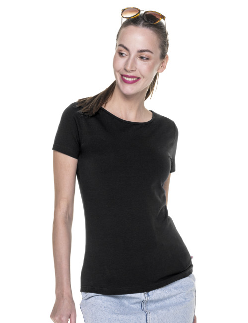 CRIMSON CUT LADIES` SLIM T-SHIRT Women`s BLACK screen print logo
