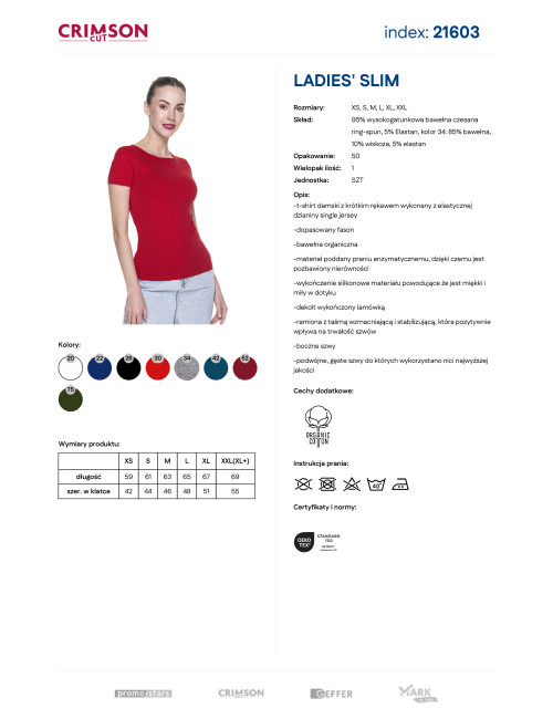 CRIMSON CUT LADIES` SLIM Damen-T-Shirt ROT mit Logo-Aufdruck im Siebdruckverfahren