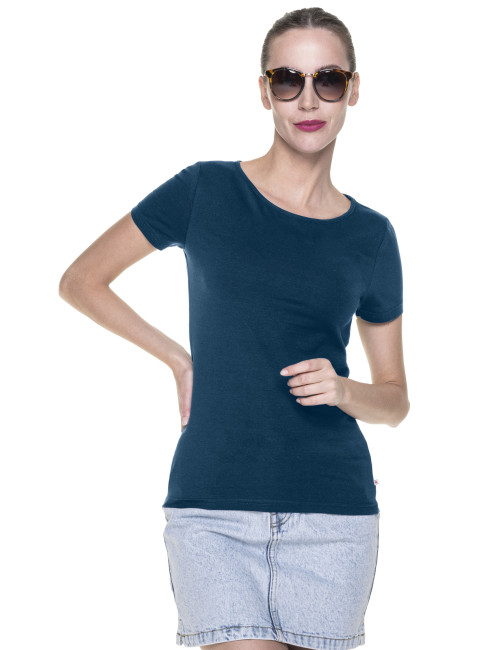 CRIMSON CUT LADIES' SLIM KOSZULKA Damska CIEMNY NIEBIESKI nadruk haft